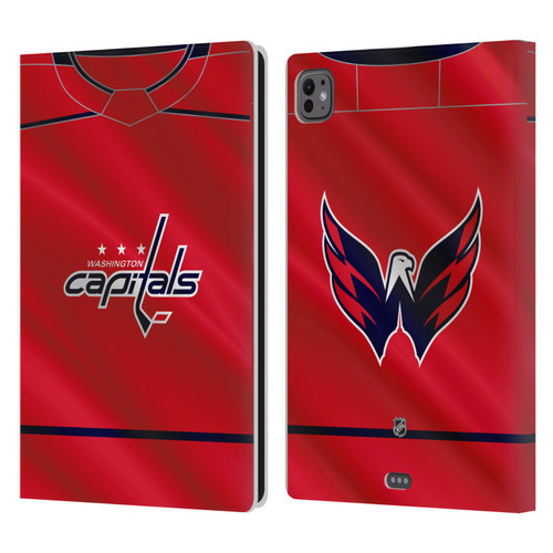 NHL Washington Capitals Jersey Leather Book Wallet Case Cover For Apple iPad Pro 11 M4/M5 2024/2025