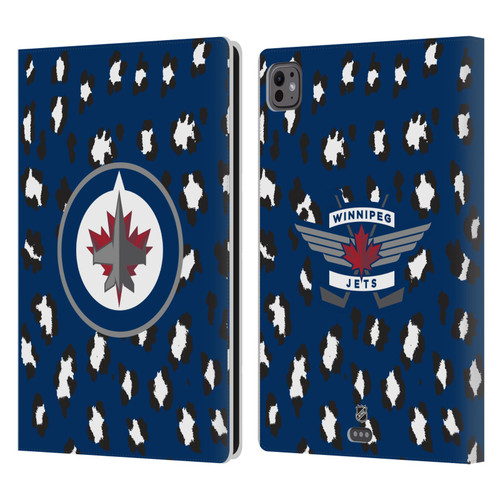 NHL Winnipeg Jets Leopard Patten Leather Book Wallet Case Cover For Apple iPad Pro 11 M4/M5 2024/2025