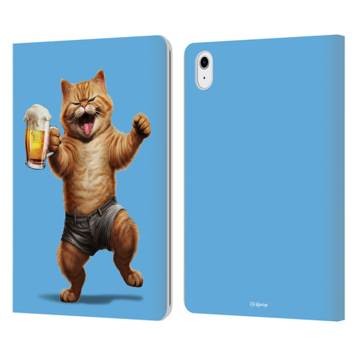 P.D. Moreno Furry Fun Artwork Cat Beer Leather Book Wallet Case Cover For Apple iPad Air 11 2020/2022/2024/2025