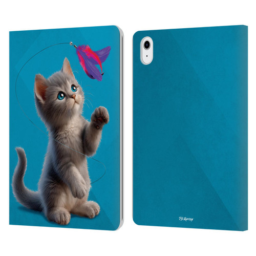 P.D. Moreno Play Cat Artwork Toy Feather Leather Book Wallet Case Cover For Apple iPad Air 11 2020/2022/2024/2025