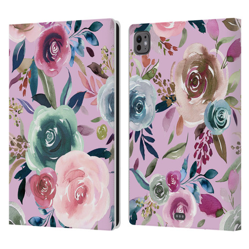 Ninola Lilac Floral Sweet Roses Leather Book Wallet Case Cover For Apple iPad Pro 11 M4/M5 2024/2025