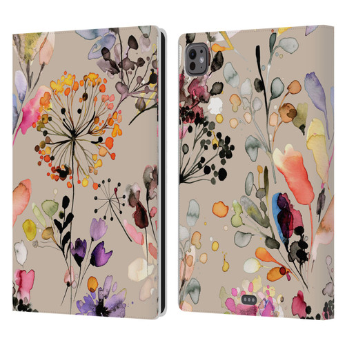 Ninola Wild Grasses Beige Leather Book Wallet Case Cover For Apple iPad Pro 11 M4/M5 2024/2025