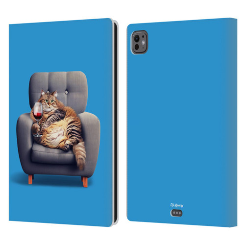 P.D. Moreno Furry Fun Artwork Fat Cat Armchair Leather Book Wallet Case Cover For Apple iPad Pro 11 M4/M5 2024/2025