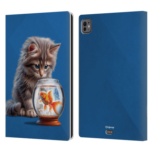 P.D. Moreno Play Cat Artwork Goldfish Leather Book Wallet Case Cover For Apple iPad Pro 11 M4/M5 2024/2025