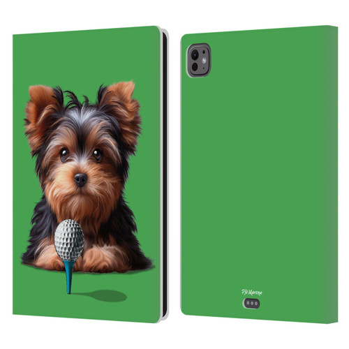 P.D. Moreno Sport Puppies Yorkshire Terrier Golf Leather Book Wallet Case Cover For Apple iPad Pro 11 M4/M5 2024/2025