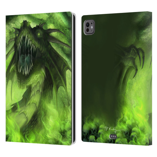 Piya Wannachaiwong Black Dragons Among Skulls Leather Book Wallet Case Cover For Apple iPad Pro 11 M4/M5 2024/2025