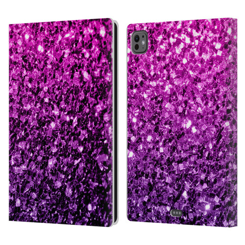 PLdesign Glitter Sparkles Purple Pink Leather Book Wallet Case Cover For Apple iPad Pro 11 M4/M5 2024/2025