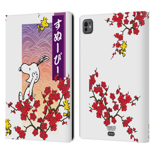 Peanuts Oriental Snoopy Cherry Blossoms 2 Leather Book Wallet Case Cover For Apple iPad Pro 11 M4/M5 2024/2025