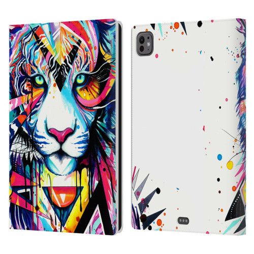Pixie Cold Cats Shattered Tiger Leather Book Wallet Case Cover For Apple iPad Pro 11 M4/M5 2024/2025