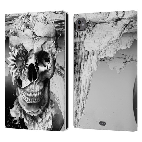 Riza Peker Skulls 6 Black And White 2 Leather Book Wallet Case Cover For Apple iPad Pro 11 M4/M5 2024/2025
