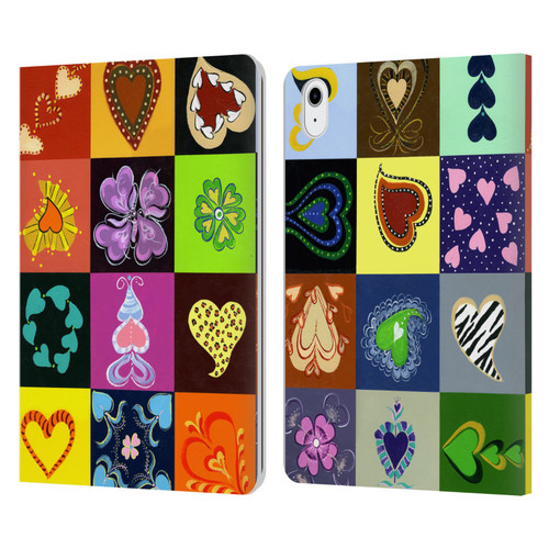 Suzan Lind Colours & Patterns Heart Quilt Leather Book Wallet Case Cover For Apple iPad Air 11 2020/2022/2024/2025
