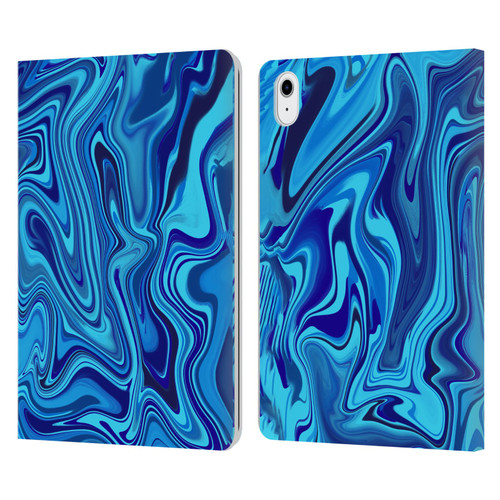 Suzan Lind Marble Blue Leather Book Wallet Case Cover For Apple iPad Air 11 2020/2022/2024/2025