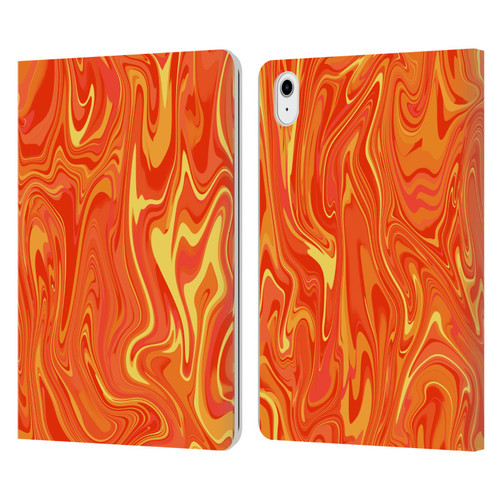 Suzan Lind Marble 2 Orange Leather Book Wallet Case Cover For Apple iPad Air 11 2020/2022/2024/2025