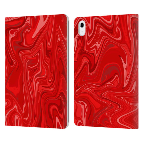 Suzan Lind Marble 2 Red Leather Book Wallet Case Cover For Apple iPad Air 11 2020/2022/2024/2025
