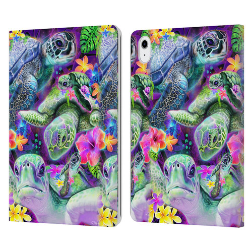 Sheena Pike Animals Daydream Sea Turtles & Flowers Leather Book Wallet Case Cover For Apple iPad Air 11 2020/2022/2024/2025