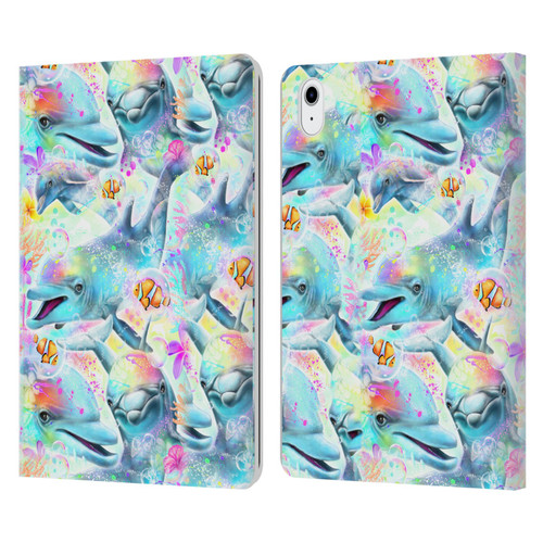Sheena Pike Animals Rainbow Dolphins & Fish Leather Book Wallet Case Cover For Apple iPad Air 11 2020/2022/2024/2025