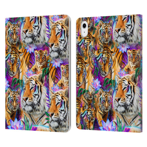 Sheena Pike Big Cats Daydream Tigers With Flowers Leather Book Wallet Case Cover For Apple iPad Air 11 2020/2022/2024/2025