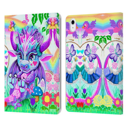 Sheena Pike Dragons Cross-Stitch Lil Dragonz Leather Book Wallet Case Cover For Apple iPad Air 11 2020/2022/2024/2025