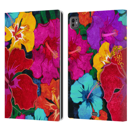 Suzan Lind Colours & Patterns Tropical Hibiscus Leather Book Wallet Case Cover For Apple iPad Pro 11 M4/M5 2024/2025