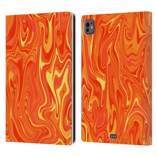 Suzan Lind Marble 2 Orange Leather Book Wallet Case Cover For Apple iPad Pro 11 M4/M5 2024/2025