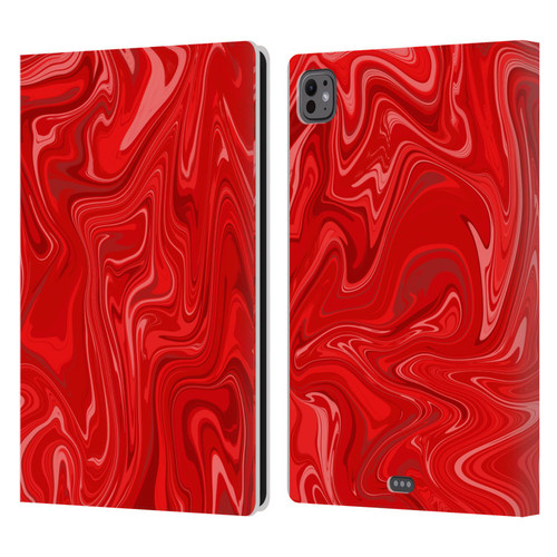 Suzan Lind Marble 2 Red Leather Book Wallet Case Cover For Apple iPad Pro 11 M4/M5 2024/2025