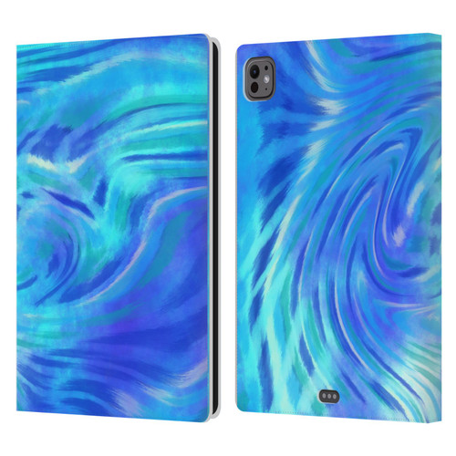 Suzan Lind Tie Dye 2 Deep Blue Leather Book Wallet Case Cover For Apple iPad Pro 11 M4/M5 2024/2025