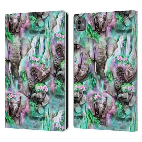 Sheena Pike Animals Daydream Elephants Lagoon Leather Book Wallet Case Cover For Apple iPad Pro 11 M4/M5 2024/2025