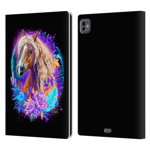 Sheena Pike Animals Purple Horse Spirit With Roses Leather Book Wallet Case Cover For Apple iPad Pro 11 M4/M5 2024/2025