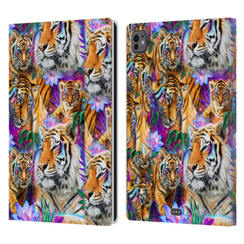 Sheena Pike Big Cats Daydream Tigers With Flowers Leather Book Wallet Case Cover For Apple iPad Pro 11 M4/M5 2024/2025