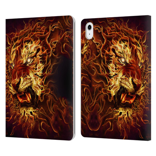Tom Wood Fire Creatures Tiger Leather Book Wallet Case Cover For Apple iPad Air 11 2020/2022/2024/2025/2026
