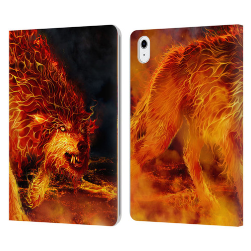 Tom Wood Fire Creatures Wolf Stalker Leather Book Wallet Case Cover For Apple iPad Air 11 2020/2022/2024/2025/2026