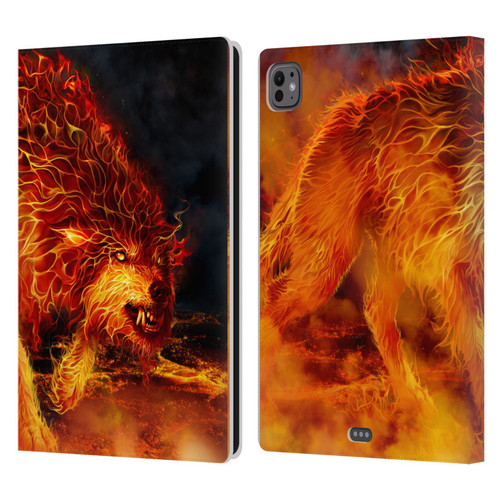Tom Wood Fire Creatures Wolf Stalker Leather Book Wallet Case Cover For Apple iPad Pro 11 M4/M5 2024/2025