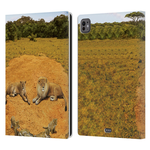 Vincent Hie Key Art A Lion Happiness Leather Book Wallet Case Cover For Apple iPad Pro 11 M4/M5 2024/2025