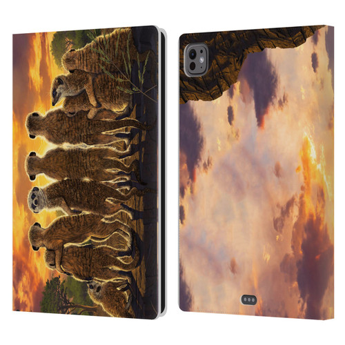 Vincent Hie Key Art Meerkat Family Leather Book Wallet Case Cover For Apple iPad Pro 11 M4/M5 2024/2025