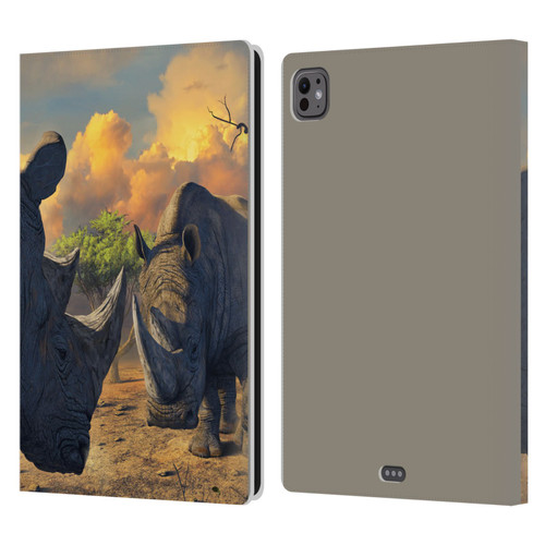 Vincent Hie Key Art Rhino Stand Off Leather Book Wallet Case Cover For Apple iPad Pro 11 M4/M5 2024/2025