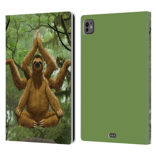 Vincent Hie Key Art Zen Sloth Leather Book Wallet Case Cover For Apple iPad Pro 11 M4/M5 2024/2025