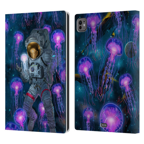 Vincent Hie Cosmic Wonder Jellyfish Astronaut Leather Book Wallet Case Cover For Apple iPad Pro 11 M4/M5 2024/2025
