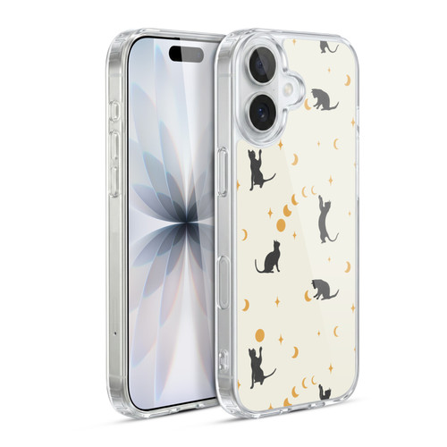 Episodic Drawing Pattern Cat And Moon Soft Gel Case for Apple iPhone 17