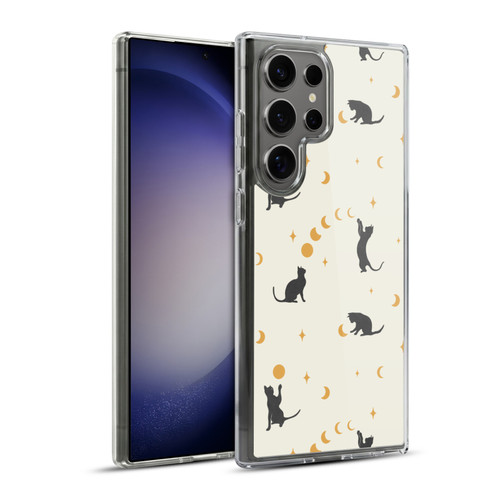 Episodic Drawing Pattern Cat And Moon Soft Gel Case for Samsung Galaxy S23 Ultra 5G & MagSafe