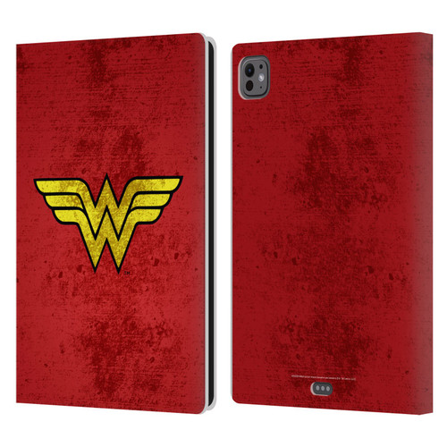 Wonder Woman DC Comics Logos Distressed Leather Book Wallet Case Cover For Apple iPad Pro 11 M4/M5 2024/2025