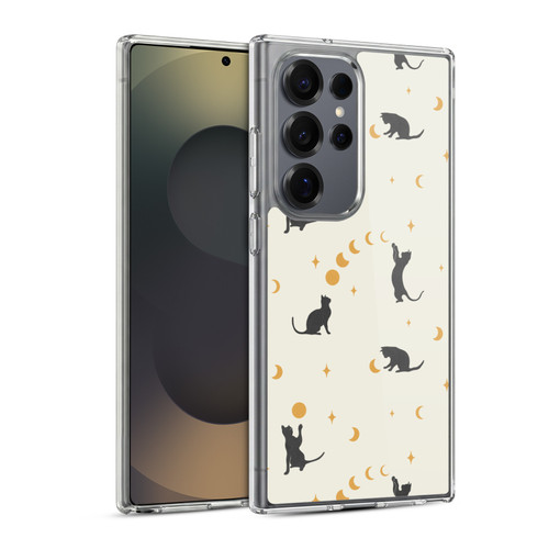 Episodic Drawing Pattern Cat And Moon Soft Gel Case for Samsung Galaxy S25 Ultra & MagSafe