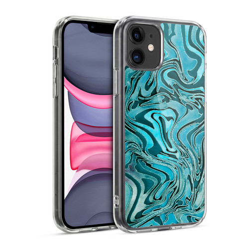 LebensArt Geo Liquid Marble Turquoise Soft Gel Case for Apple iPhone 11