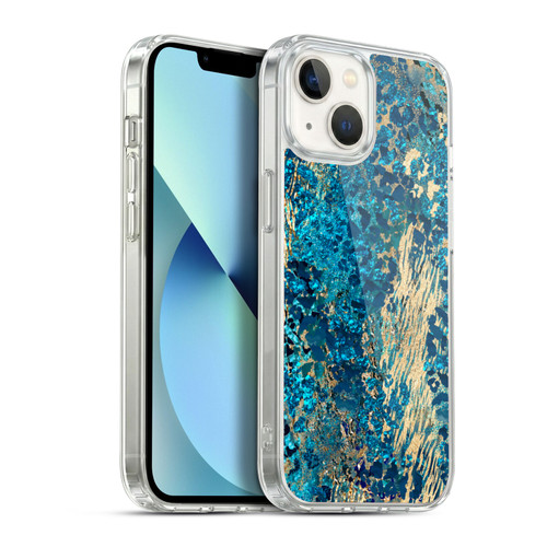 LebensArt Geo Liquid Marble Teal Jungle Soft Gel Case for Apple iPhone 13