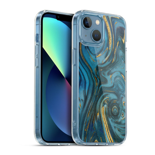 LebensArt Geo Liquid Marble Cerulean Dreams Soft Gel Case for Apple iPhone 13 Mini & MagSafe