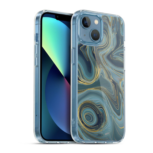 LebensArt Geo Liquid Marble Cool Tone Geode Soft Gel Case for Apple iPhone 13 Mini & MagSafe