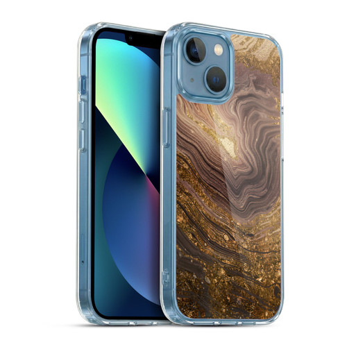 LebensArt Geo Liquid Marble Gold Earth Soft Gel Case for Apple iPhone 13 Mini & MagSafe