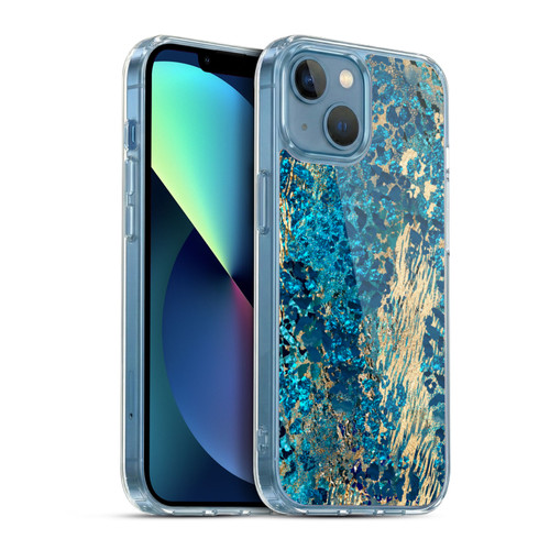 LebensArt Geo Liquid Marble Teal Jungle Soft Gel Case for Apple iPhone 13 Mini & MagSafe