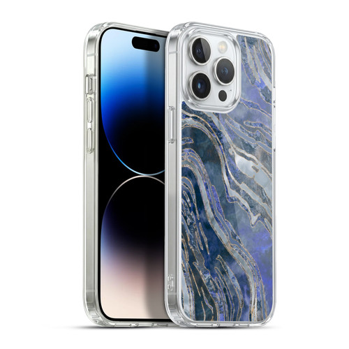 LebensArt Geo Liquid Marble Cold Blue Soft Gel Case for Apple iPhone 13 Pro Max & MagSafe