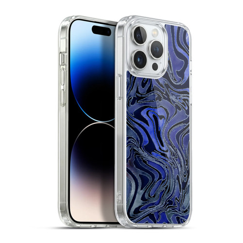 LebensArt Geo Liquid Marble Indigo Soft Gel Case for Apple iPhone 13 Pro Max & MagSafe