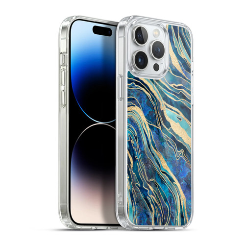 LebensArt Geo Liquid Marble Shimmer Blue Soft Gel Case for Apple iPhone 13 Pro Max & MagSafe